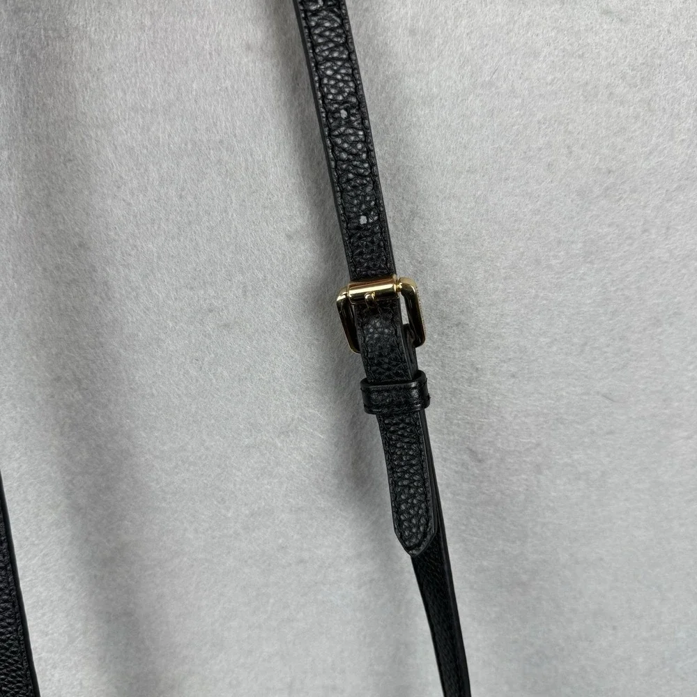 Vince Camuto Black Pebbled‎ Leather Round Crossbody Bag Gold Hardware Top Handle